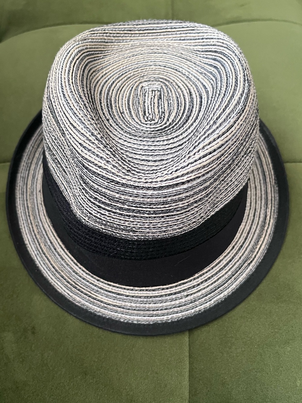 Striped Black & grey Fedora with Black Band